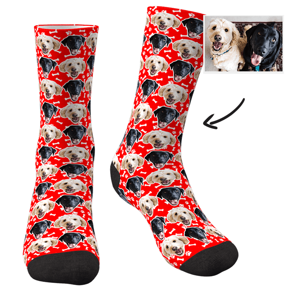 Custom Photo Dog Socks Colorful - Two Faces - MyPhotoSocks