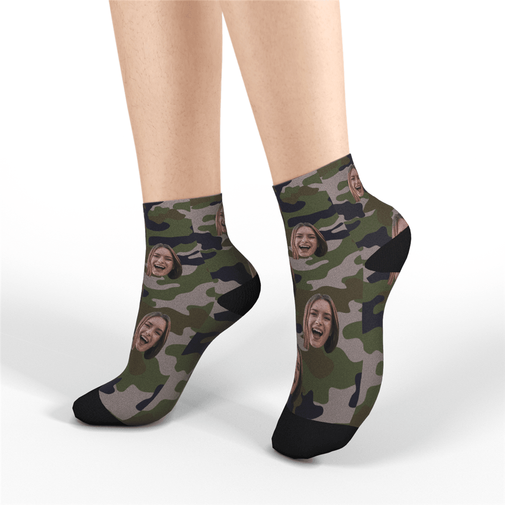 Custom Quarter Socks - Camo-MyPhotoSocks
