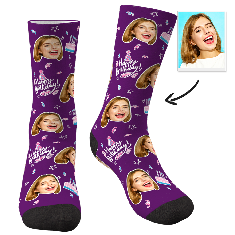 Custom Photo Socks Happy Birthday - MyPhotoSocks