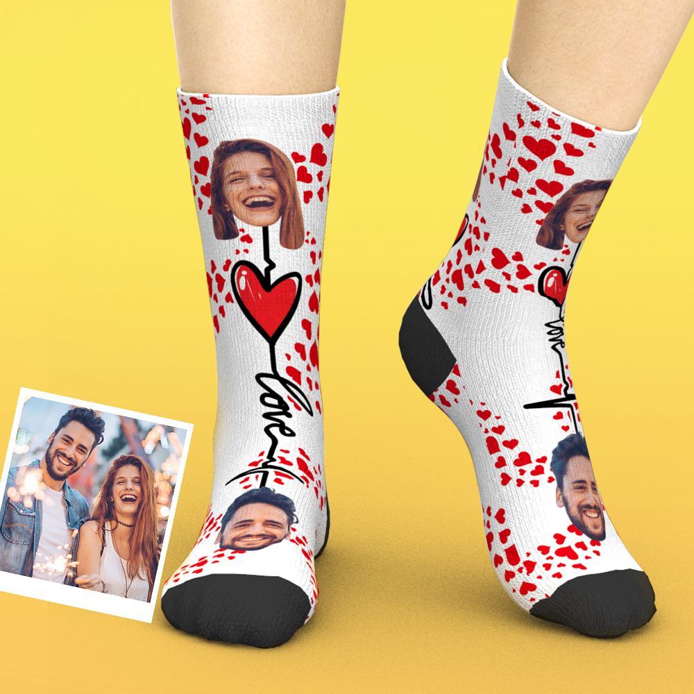 Custom Couple Faces Socks For Valentines Day Gifts