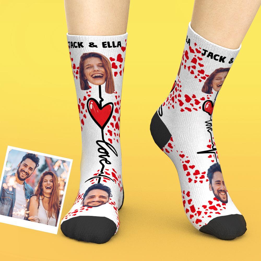 Custom Couple Faces Socks For Valentines Day Gifts