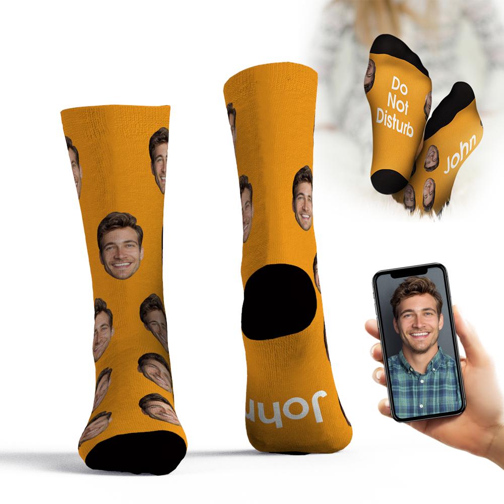 Custom Face Socks Add Pictures And Name Father's Day Gift - Do Not Disturb John-MyPhotoSocks