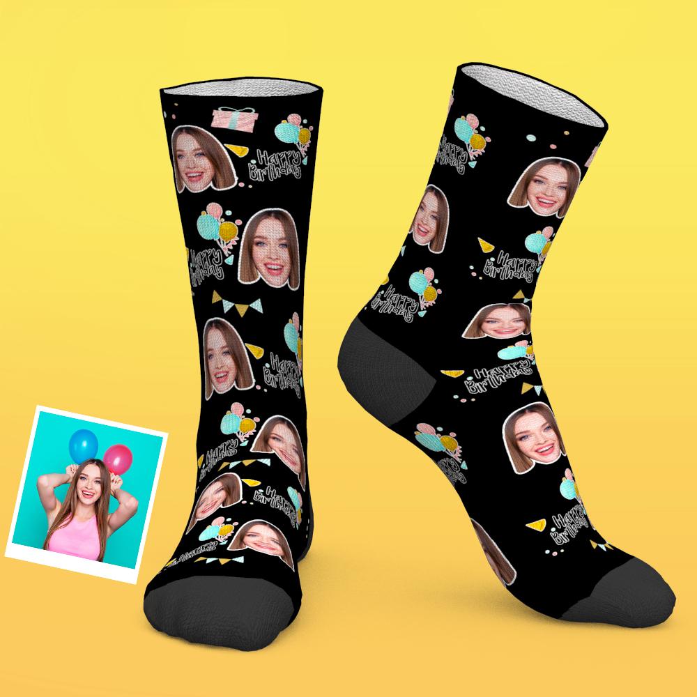Custom Photo Socks Happy Birthday Face Socks Funny Gift For Friends