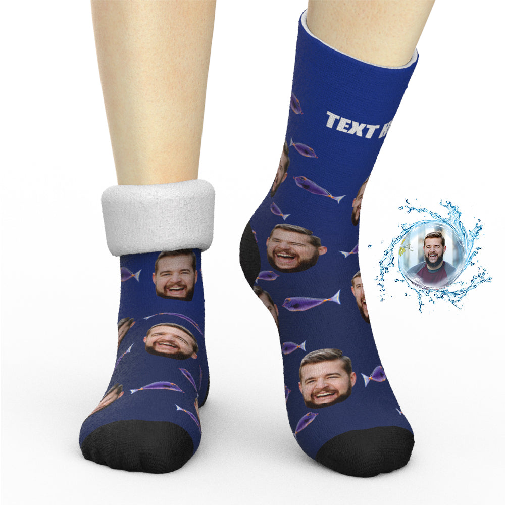 Custom Thick Socks Photo 3D Digital Printed Socks Winter Warm Blue and Orange Tang Fish Photo-MyPhotoSocks