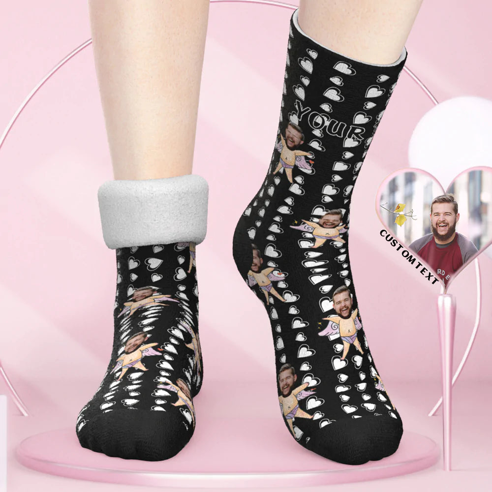 Custom Thick Socks Photo Autumn Winter Warm Socks Cupid Funny Socks Valentine's Day Gift-MyPhotoSocks