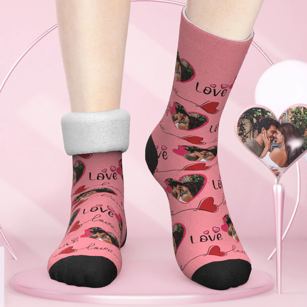 Custom Thick Socks Photo Autumn Winter Warm Socks Couple Love Socks Custom Lover Funny Socks Valentine's Day Gift-MyPhotoSocks