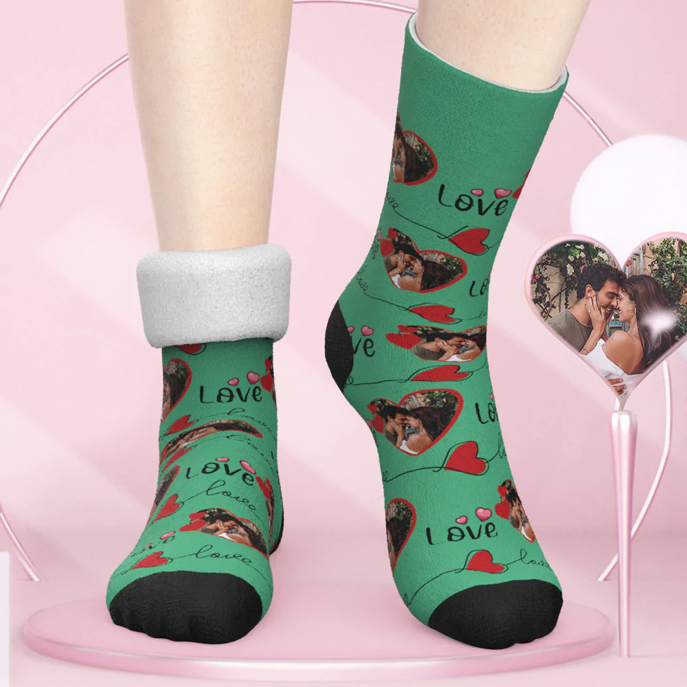 Custom Thick Socks Photo Autumn Winter Warm Socks Couple Love Socks Custom Lover Funny Socks Valentine's Day Gift-MyPhotoSocks