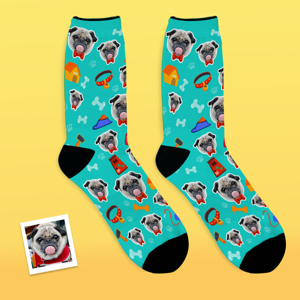 Custom Face Dog Related Elements Socks Personalized Gift For Dog Lover