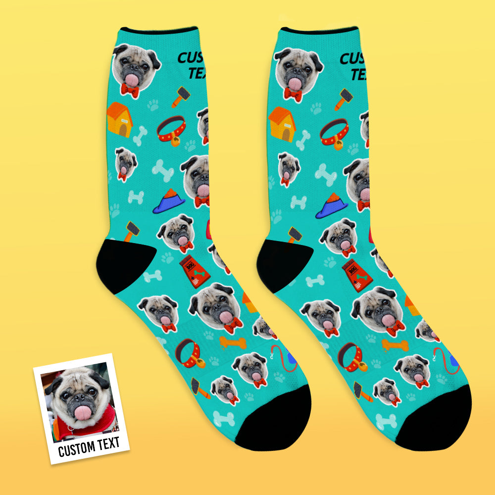 Custom Face Dog Related Elements Socks Personalized Gift For Dog Lover
