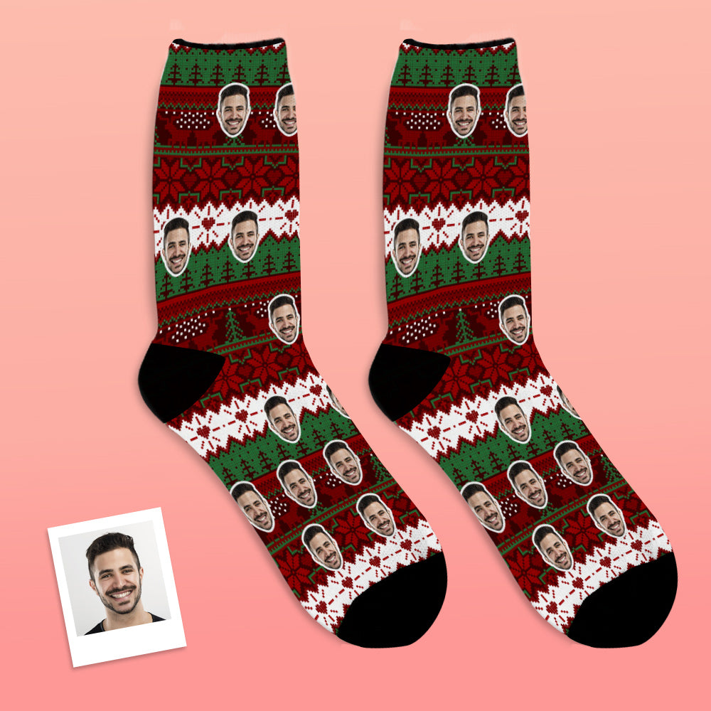 Custom Photo Socks Christmas Vintage Pattern Socks-MyPhotoSocks