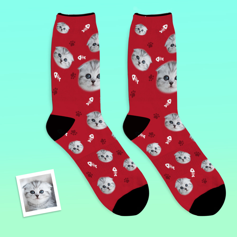 Custom Face Socks Colorful Candy Series Soft And Comfortable Cat Animal Socks-MyPhotoSocks