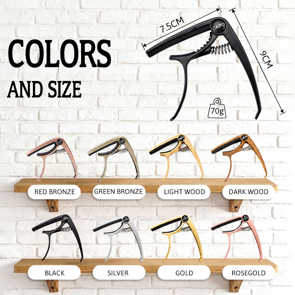 Personalized Metal Guitar Capo Engraved with Name - Music Gift for Dad Play Guitar Custom Capo with Wood Grain