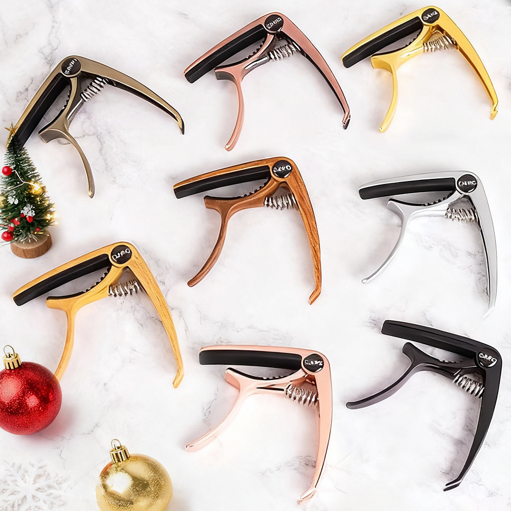 Personalized Metal Guitar Capo Engraved with Name - Music Gift for Dad Play Guitar Custom Capo with Wood Grain