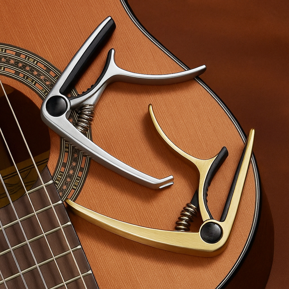 Personalized Metal Guitar Capo Engraved with Name - Music Gift for Dad Play Guitar Custom Capo with Wood Grain