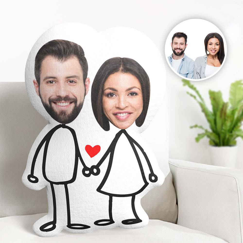 Custom Photo Pillow Custom Photo Funny Sketch Stick Couple Gift For Your Lover Husband Wife - MyPhotoSocks
