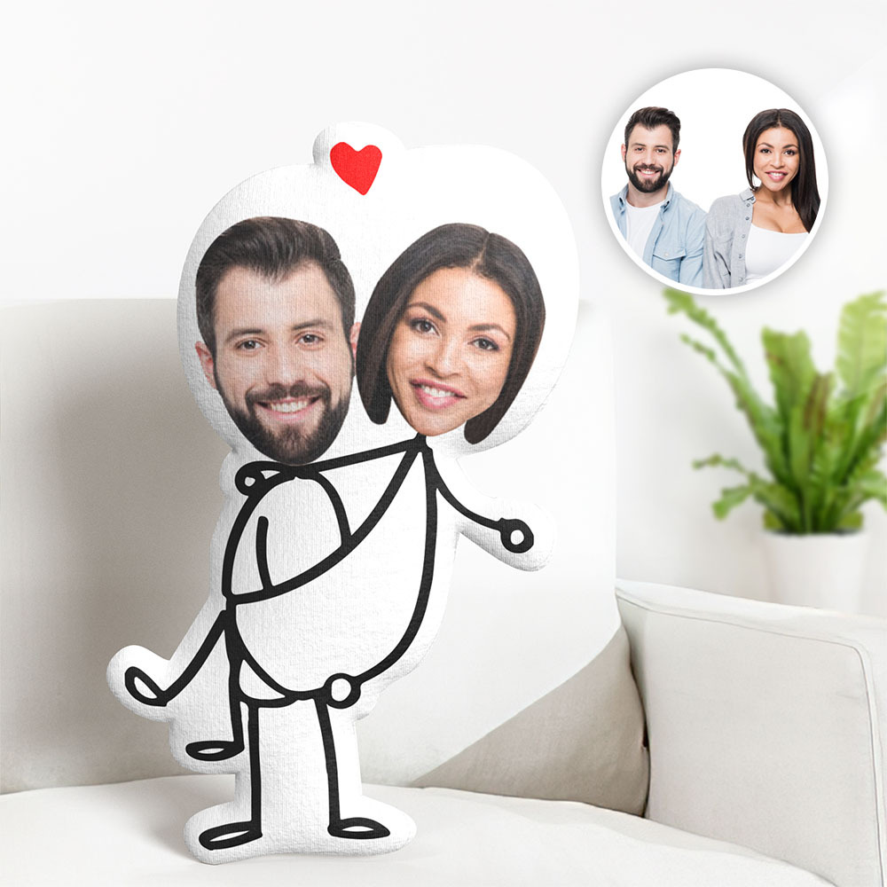 Custom Photo Pillow Custom Photo Funny Sketch Stick Couple Gift For Your Lover Husband Wife - MyPhotoSocks