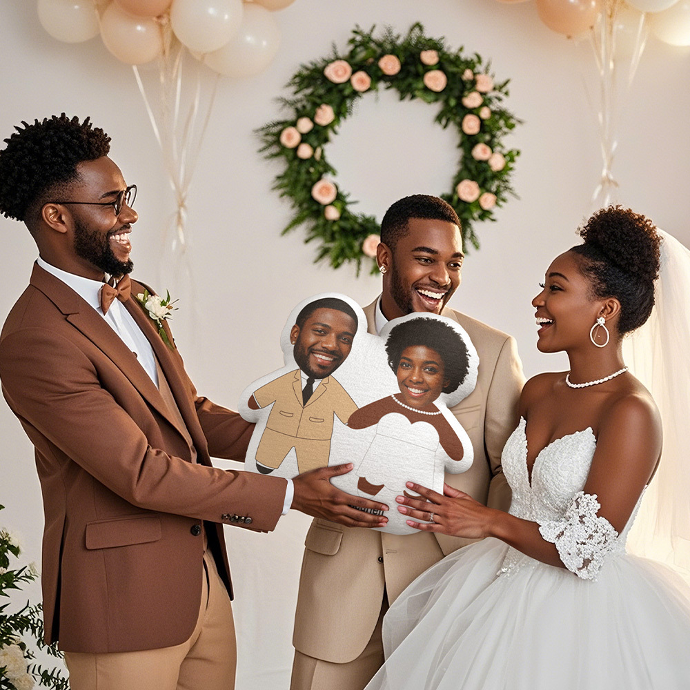 Custom Photo Face Cut Out Wedding Couple Gift Personalized Custom Shaped Pillow Valentine Gift For Couple - MyPhotoSocks