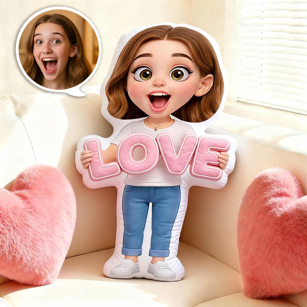 Valentine's Day Gifts Custom Face Pillow Personalized Photo Pillow Best Girlfriend Minime Pillow  Minime Doll