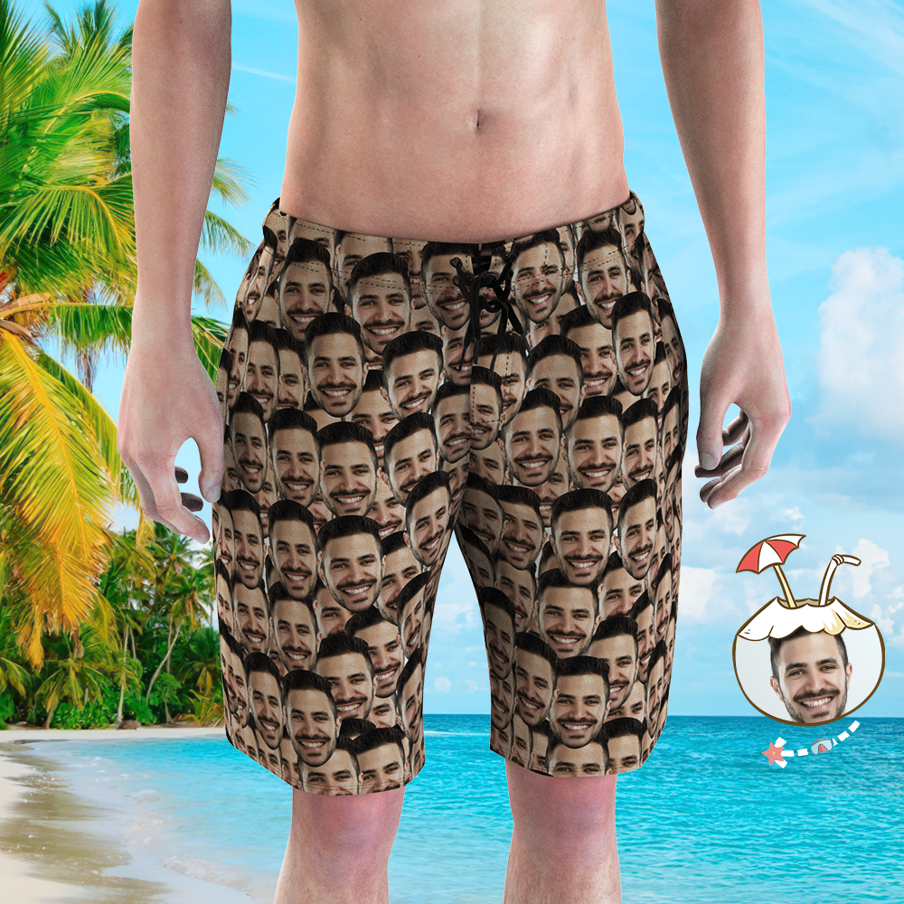 Custom Face Photo Men's Swim Trunk Summer-MyPhotoSocks