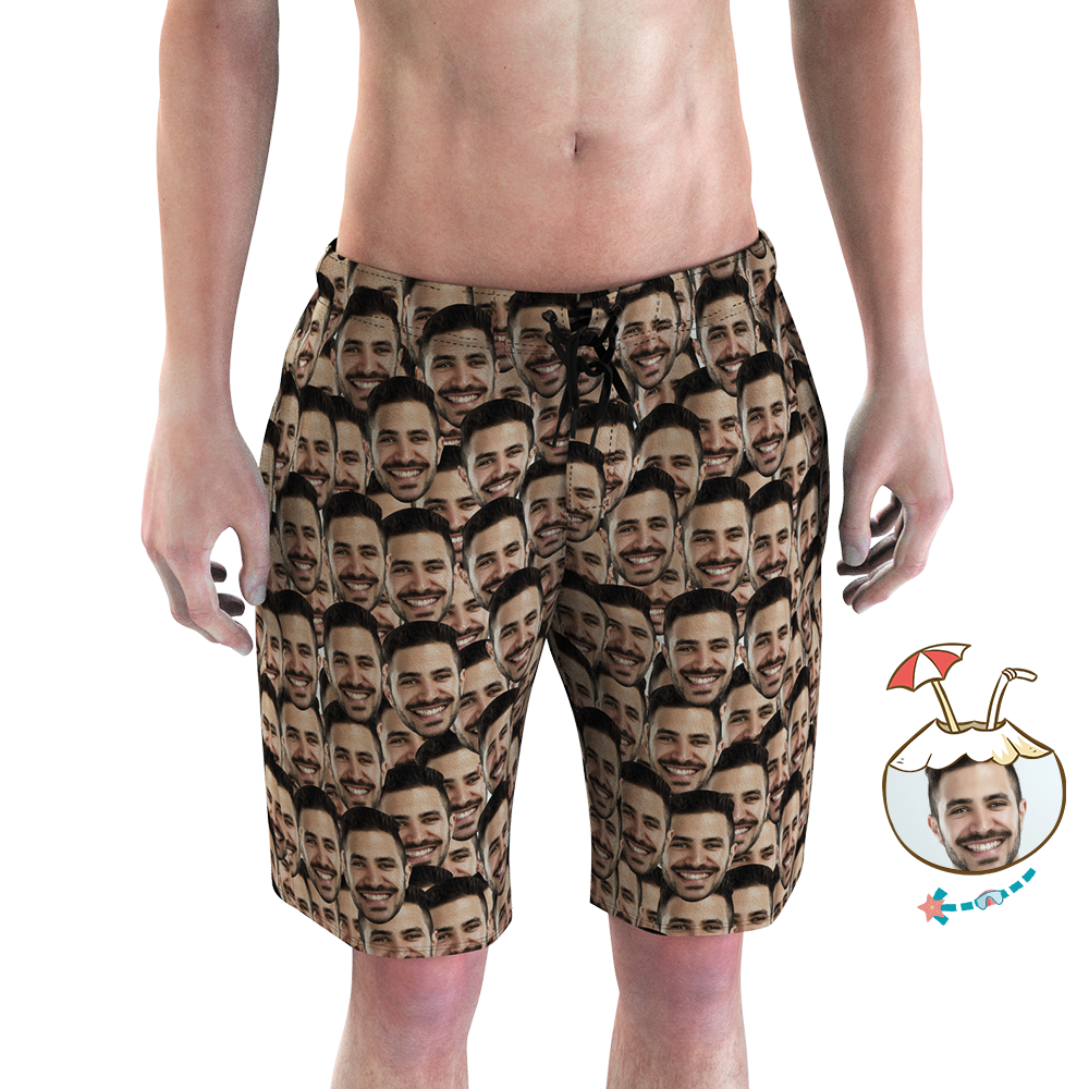 Custom Face Photo Men's Swim Trunk Summer-MyPhotoSocks