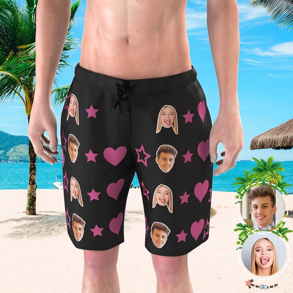 Custom Couple Face Photo Men's Swim Trunk Summer-MyPhotoSocks