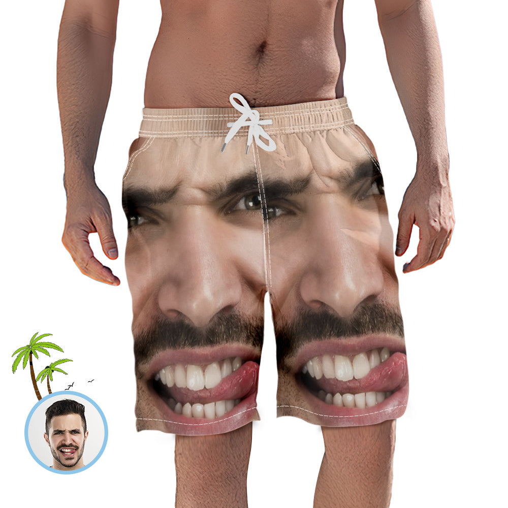 Custom Face Photo Men's Swim Trunk-MyPhotoSocks