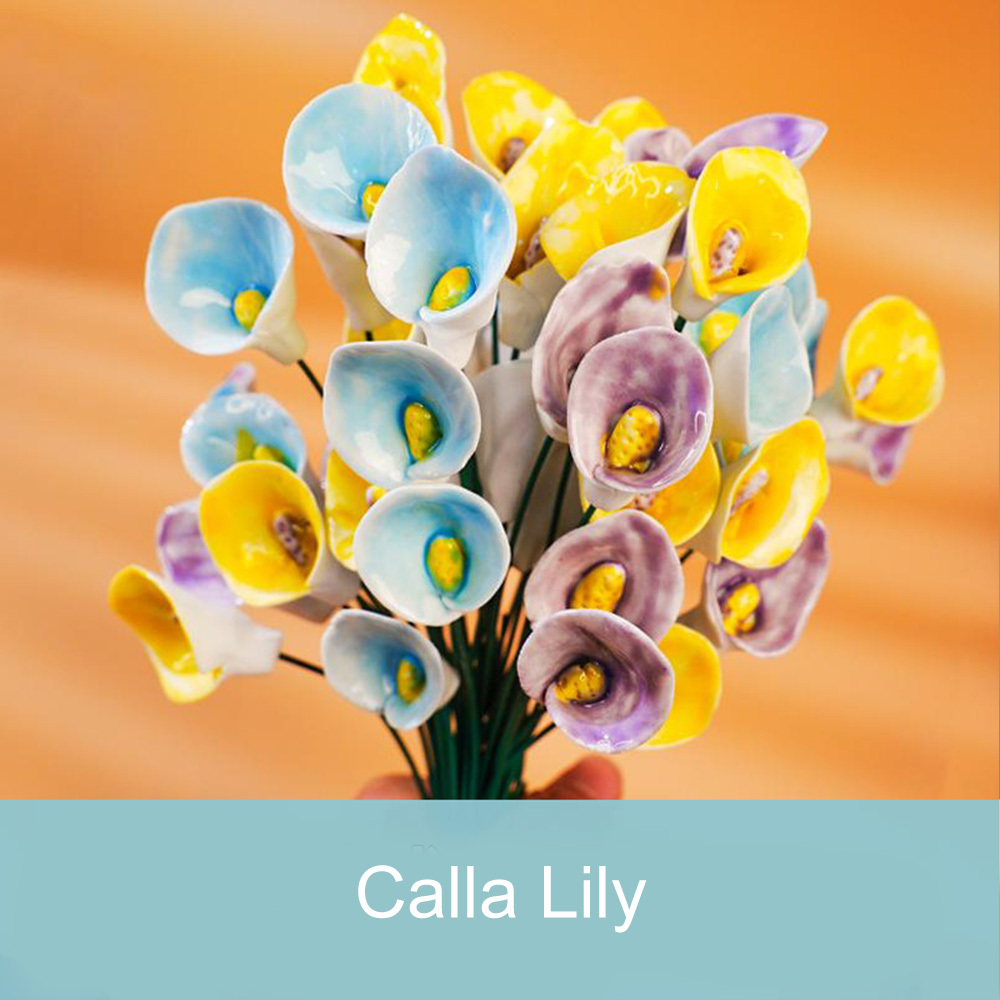 Handcrafted Ceramic Flower Bouquet Everlasting Blooms for DIY Home Decor, Perfect for Valentine'S Day, Christmas, Mother'S Day Gift