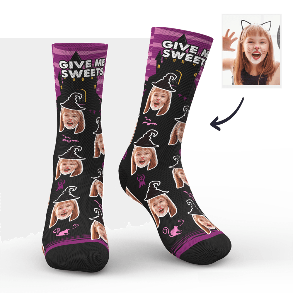 Custom Halloween Ghost Face Socks With Your Text - MyPhotoSocks