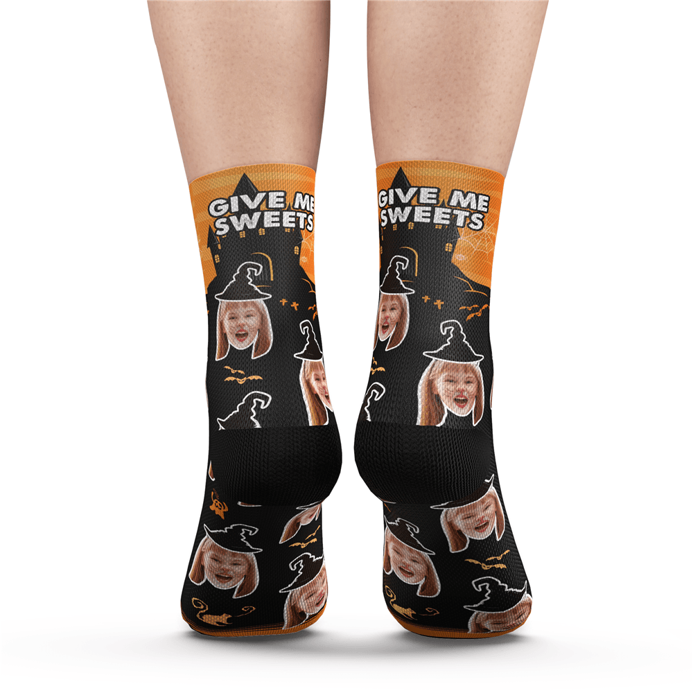 Custom Halloween Ghost Face Socks With Your Text - MyPhotoSocks