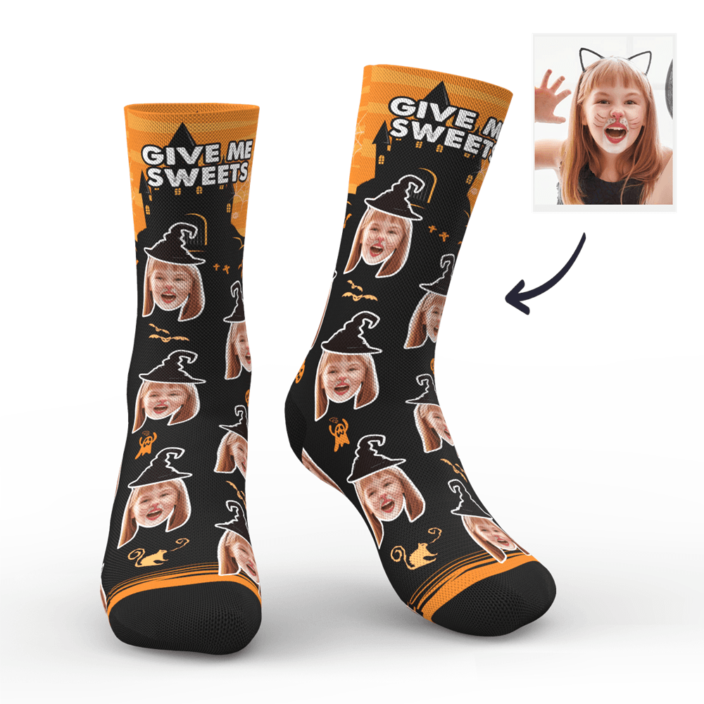 Custom Halloween Ghost Face Socks With Your Text - MyPhotoSocks