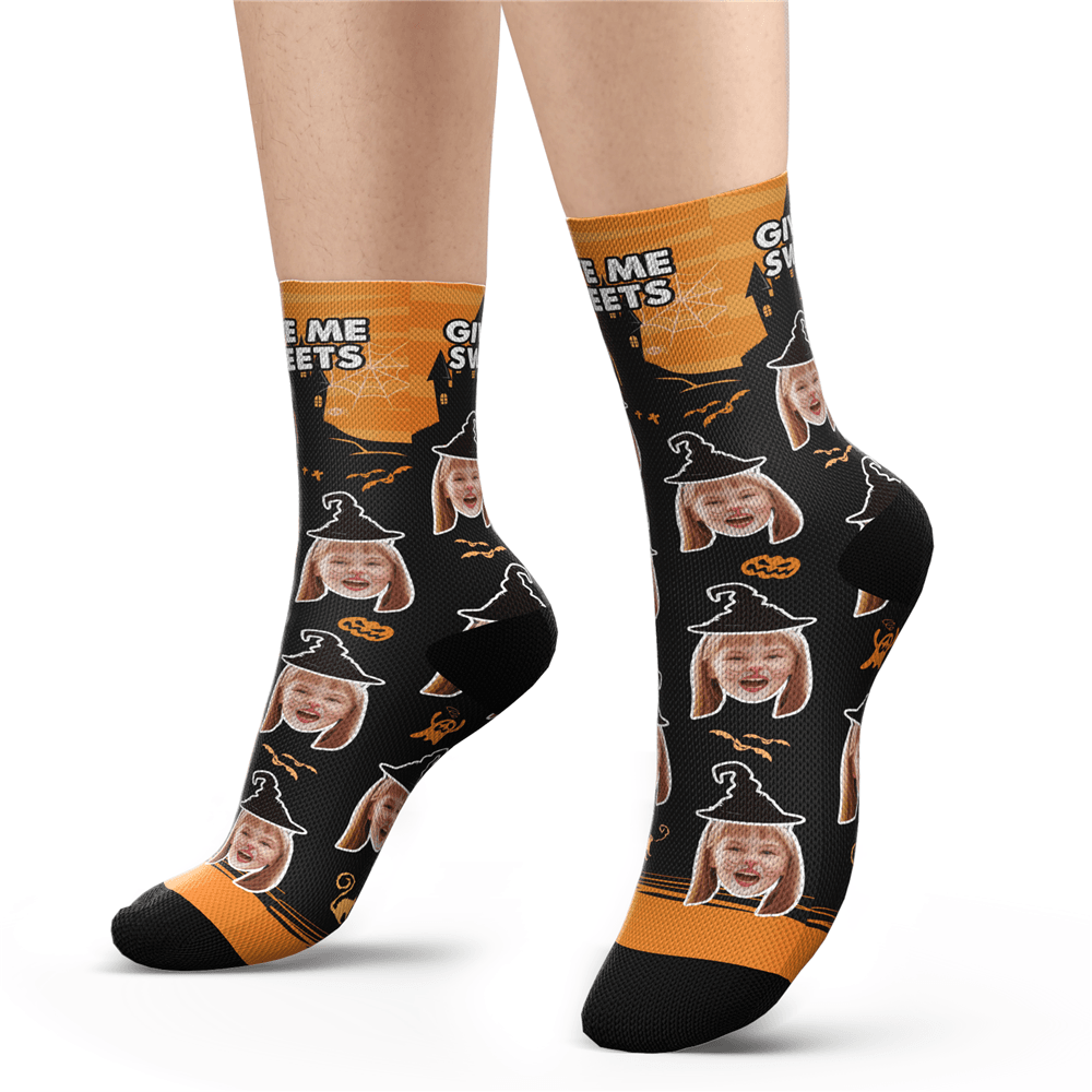 Custom Halloween Ghost Face Socks With Your Text - MyPhotoSocks
