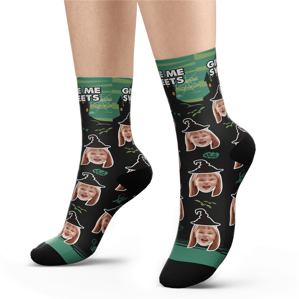 Custom Halloween Ghost Face Socks With Your Text - MyPhotoSocks