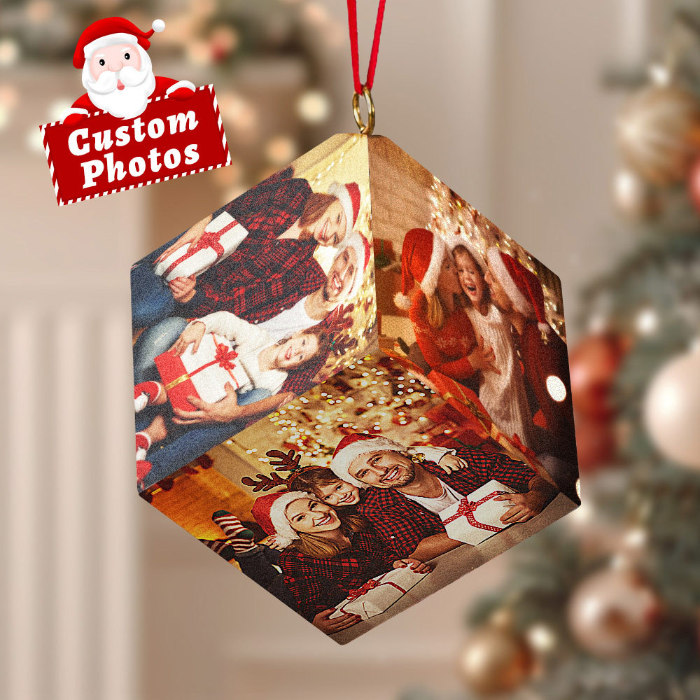 Custom Photo Beautiful Time With You - Couple Personalized Custom Wooden Cube Ornament - Christmas Gift For Husband Wife, Anniversary - MyPhotoSocks