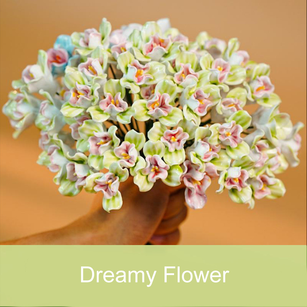 Handcrafted Ceramic Flower Bouquet Everlasting Blooms for DIY Home Decor, Perfect for Valentine'S Day, Christmas, Mother'S Day Gift