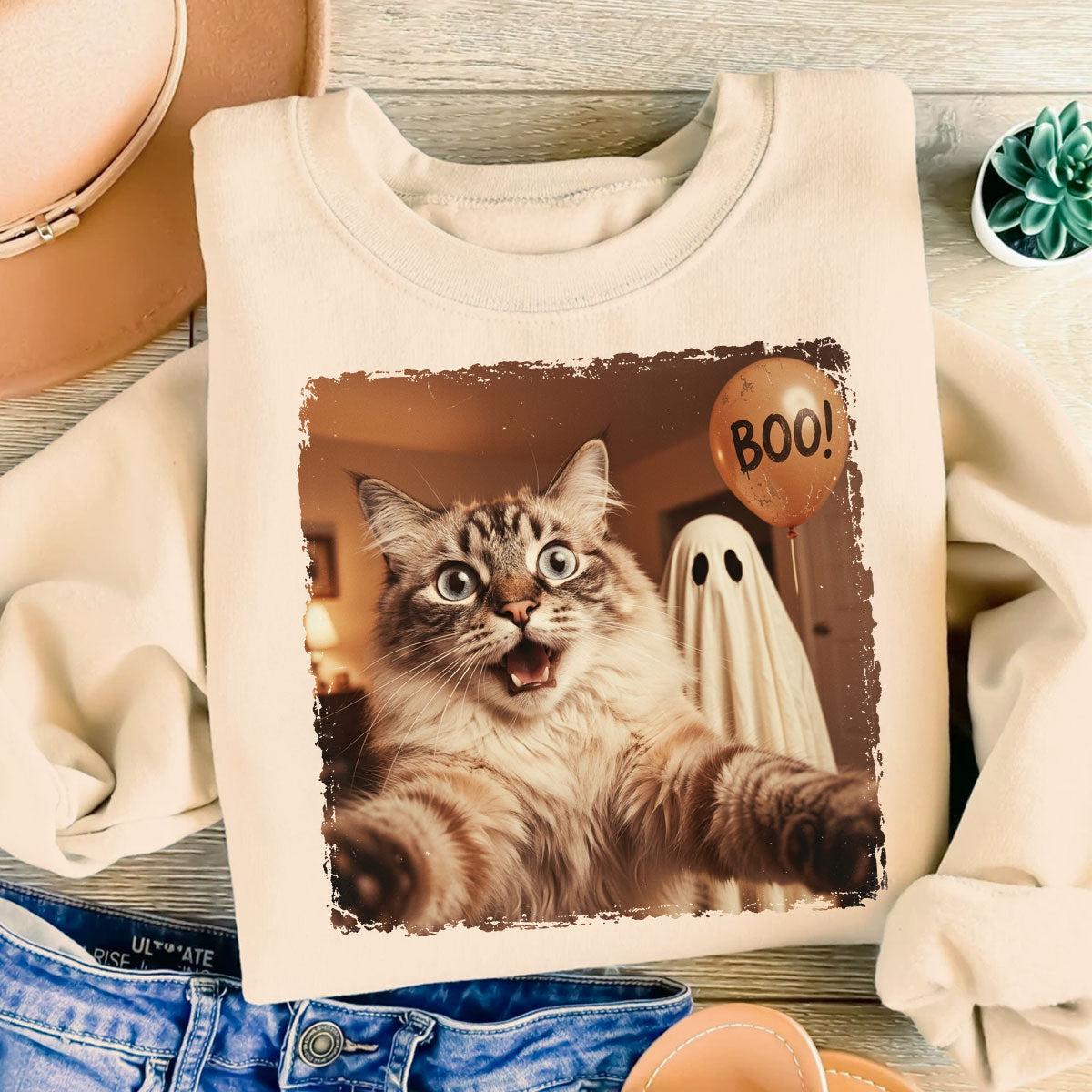 Custom Dog Cat Photo Halloween - Personalized Shirt - Trendy Vintage Spooky Tee for Pet Moms