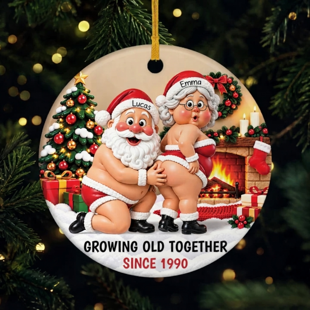 Personalized Santa Couple Ornament - Funny Christmas Tree Decor for Couples
