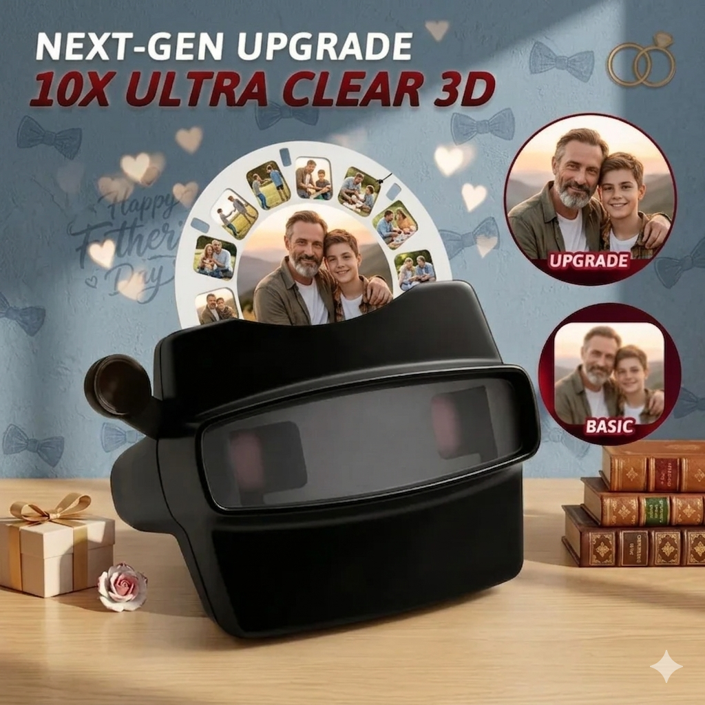 Father's Day Gift Custom Black 3D Viewfinder and Reel Personalized Gift with your own photos Text and Photo Viewer Multiple Films Available Gifts Idea