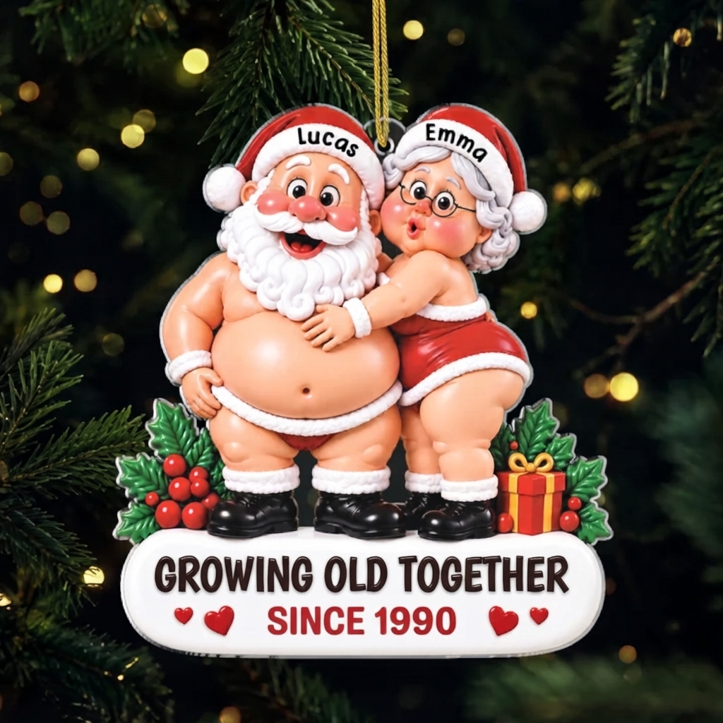 Personalized Couple Christmas Ornament - 'Growing Old Together Since' Acrylic Hanging Decor for Tree