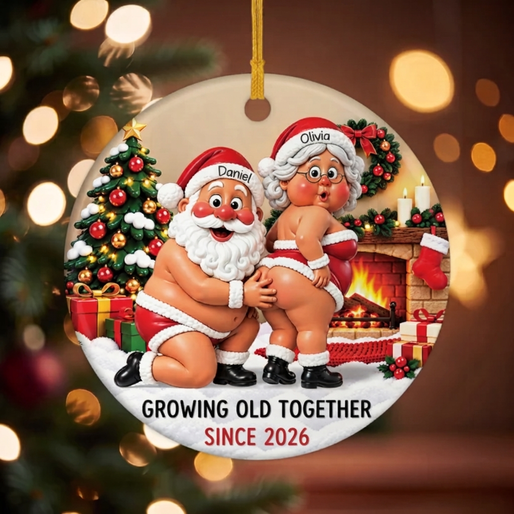 Personalized Santa Couple Ornament - Funny Christmas Tree Decor for Couples