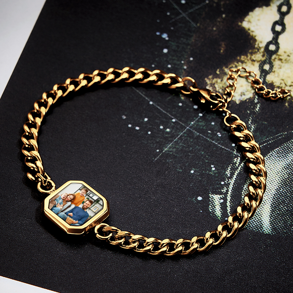 Personalized Magic Photo Men's Bracelet Which Changes Color With Temperature Best Gift For Him