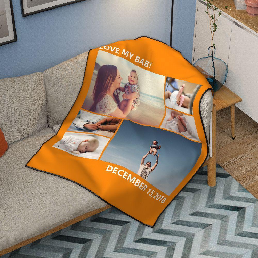 Personalized Lovely Pets with 6 Photos Fleece Custom Blanket - MyPhotoSocks