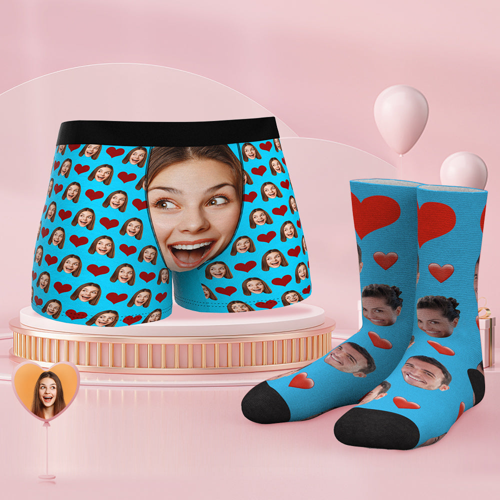 Custom Face Boxer Shorts And Socks Set