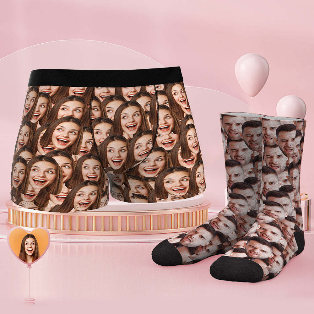 Custom Face Boxer Shorts And Socks Set