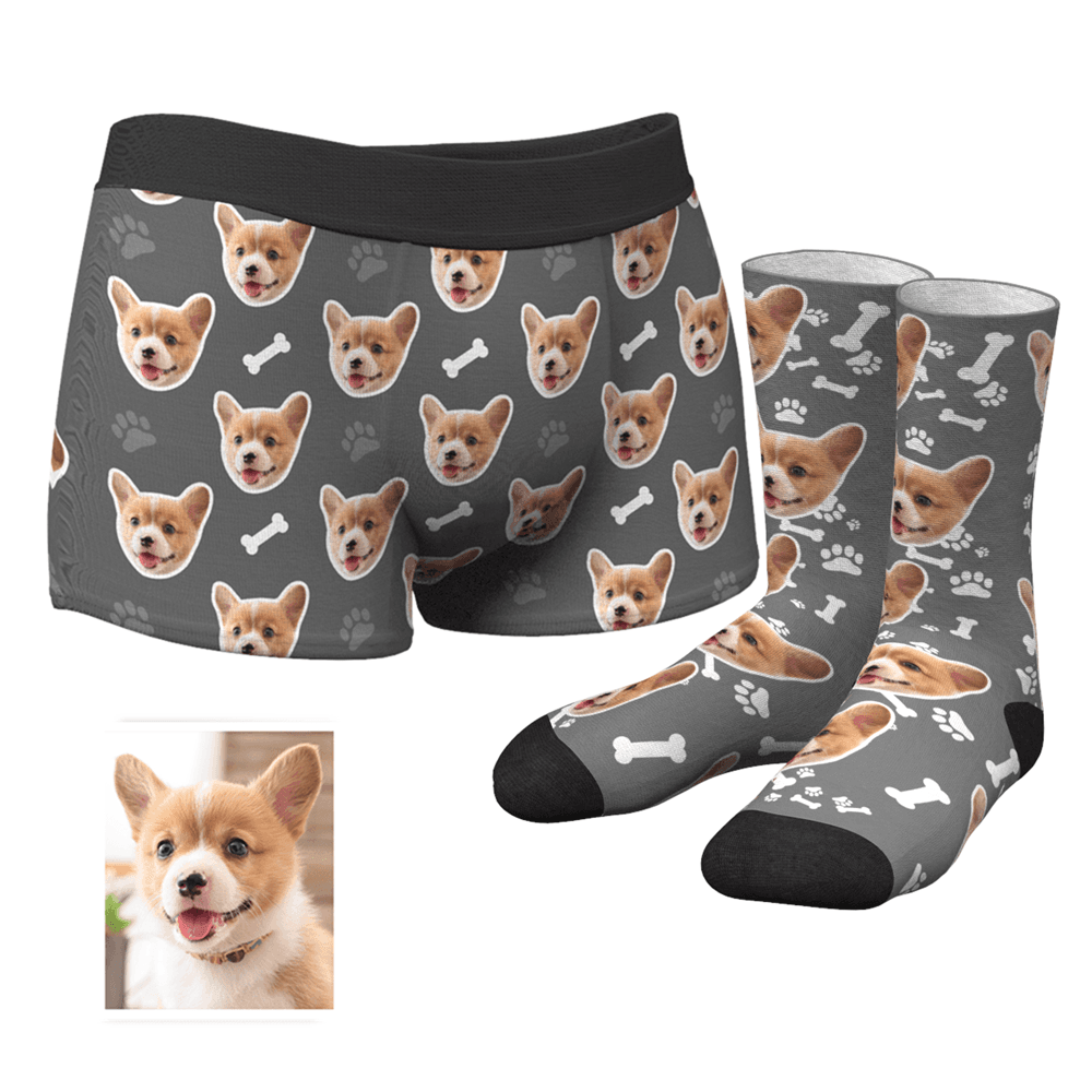 Custom Dog Boxer Shorts And Socks Set - MyPhotoSocks