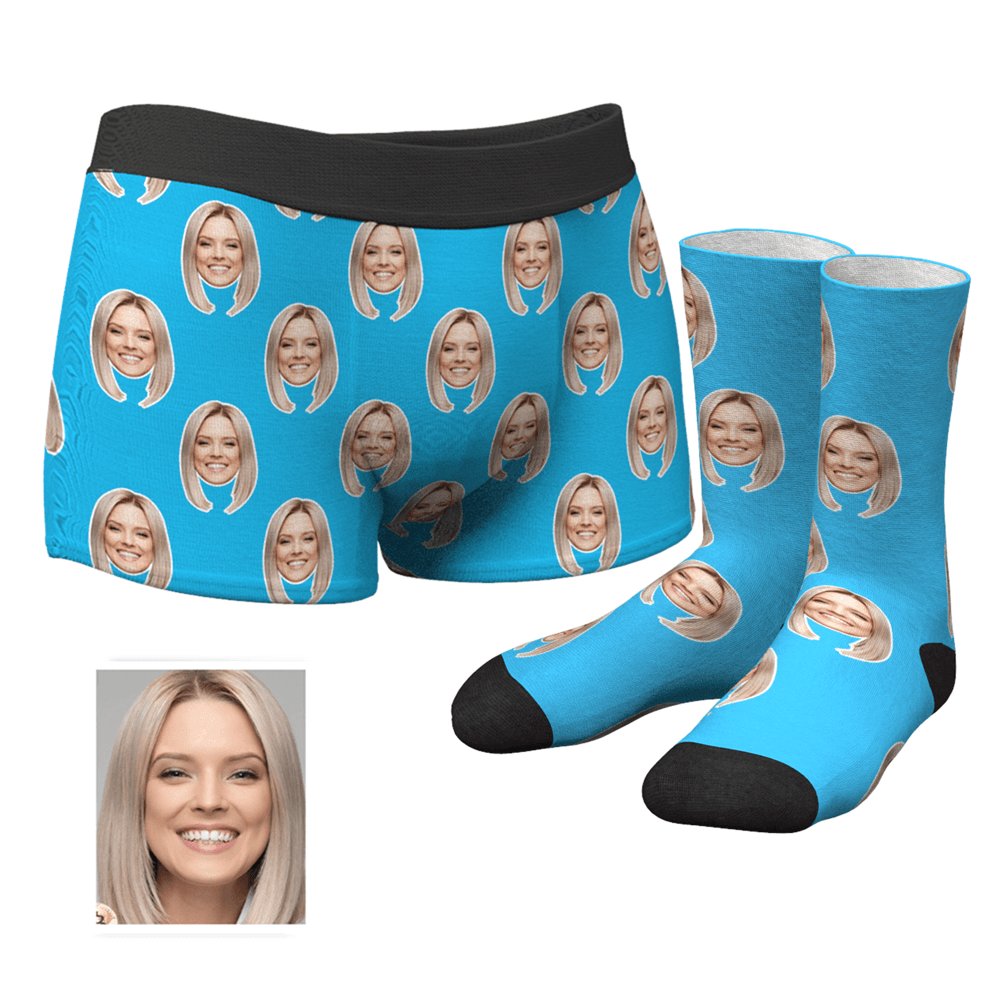 Custom Corlorful Face Boxer Shorts And Socks Set - MyPhotoSocks