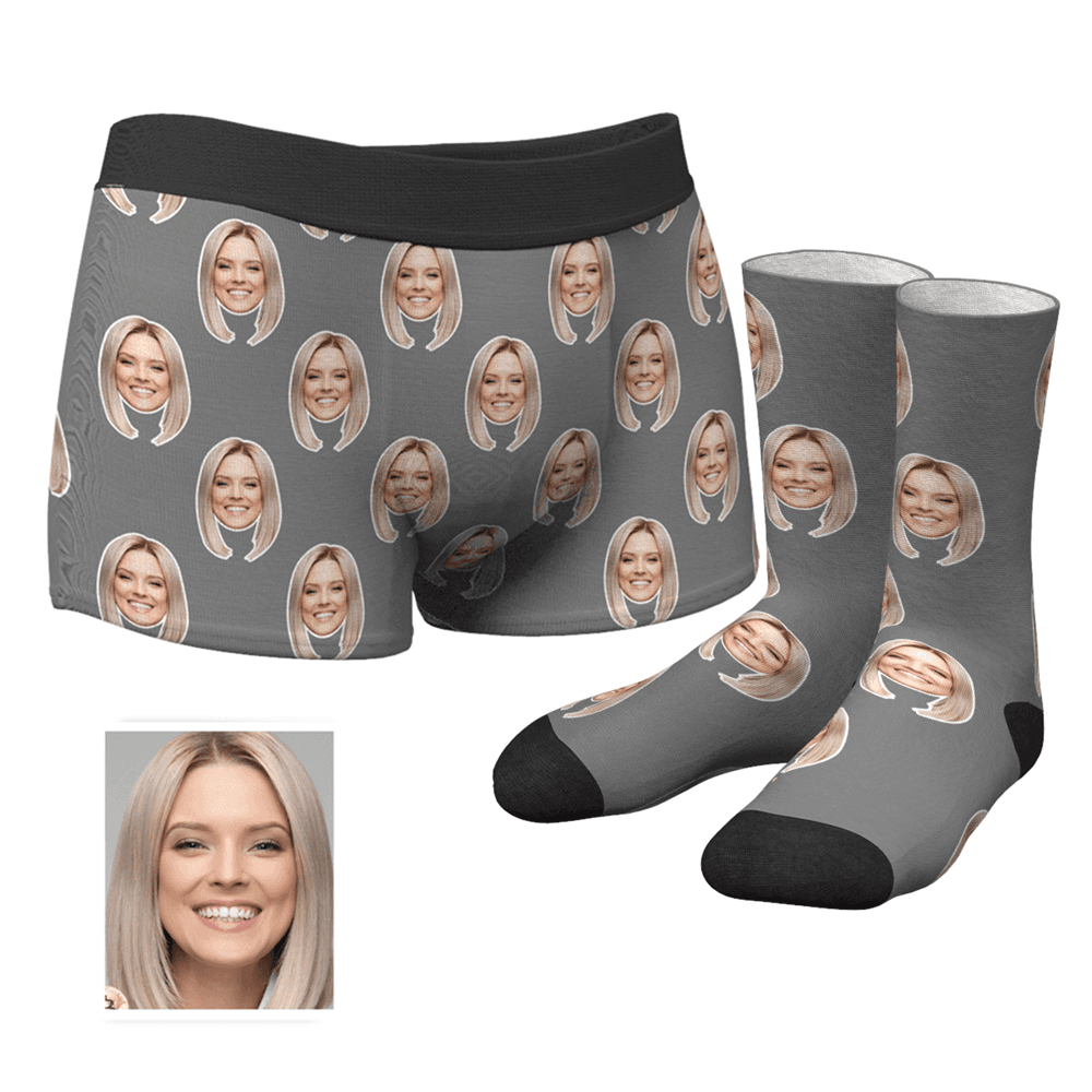 Custom Corlorful Face Boxer Shorts And Socks Set - MyPhotoSocks