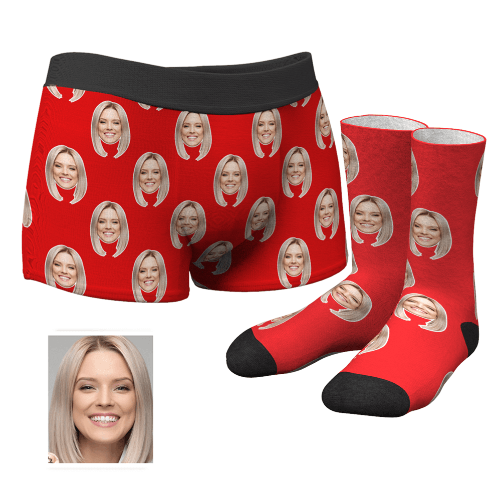 Custom Corlorful Face Boxer Shorts And Socks Set - MyPhotoSocks