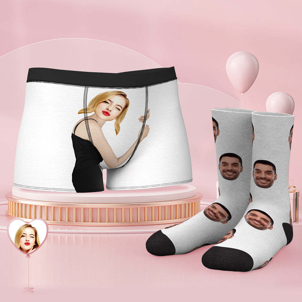 Custom Face Boxer Shorts And Socks Set