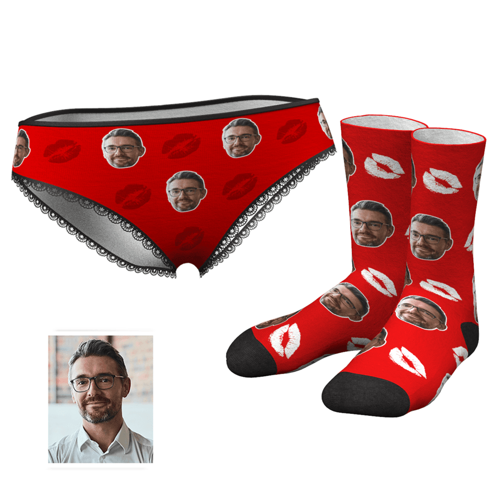 Custom Kiss Face Panties And Socks Set - MyPhotoSocks