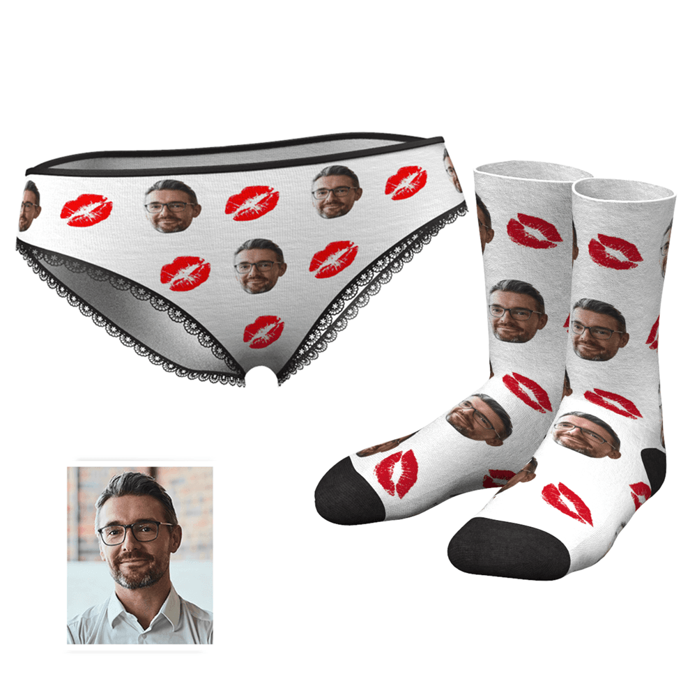 Custom Kiss Face Panties And Socks Set - MyPhotoSocks